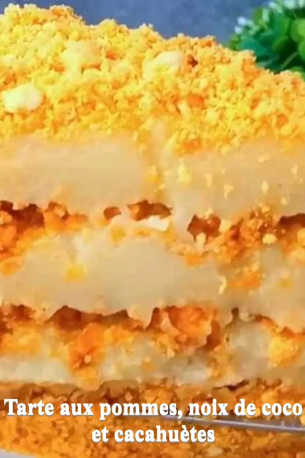 Tarte aux pommes avec noix de coco et cacahuètes, un dessert gourmand.