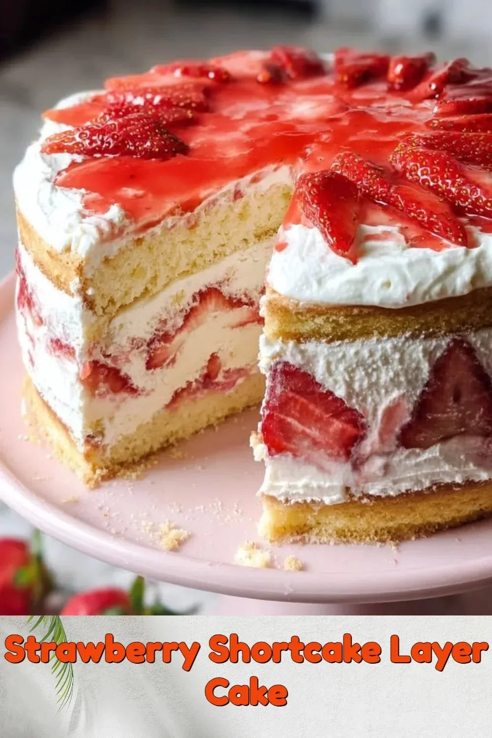 Gâteau à la fraise et à la crème décoré de fraises fraîches