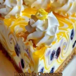 Cheesecake tourbillon citron myrtille décoré de fruits frais