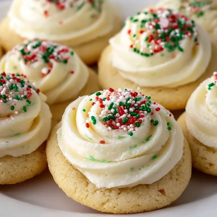 Biscuits au sucre moelleux avec fromage à la crème sur une assiette