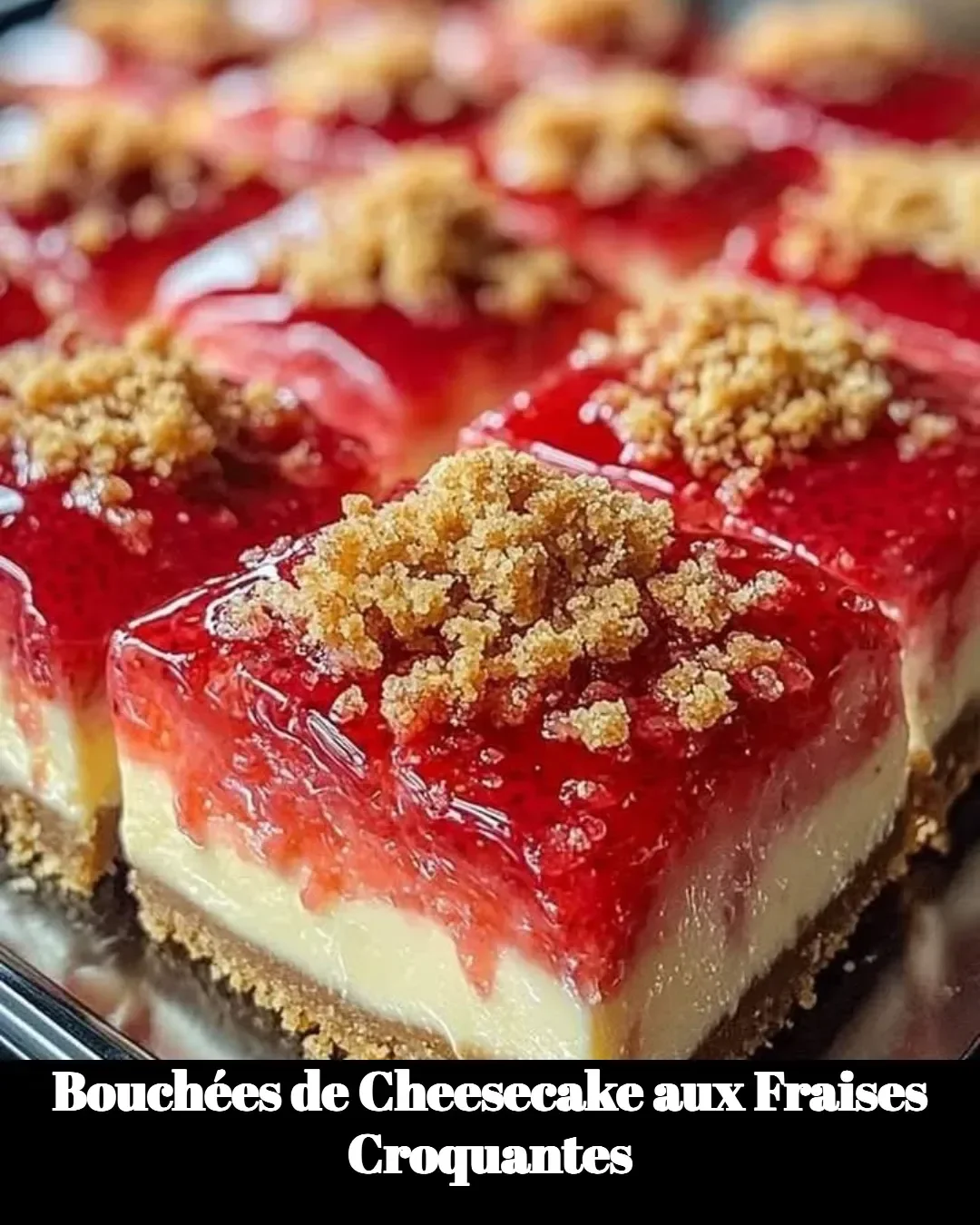 Bouchées de cheesecake aux fraises croquantes, un dessert gourmand