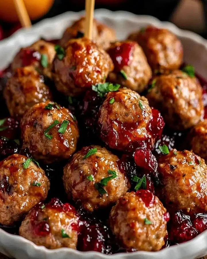 Boulettes de viande de fête avec sauce aux canneberges et à l'orange