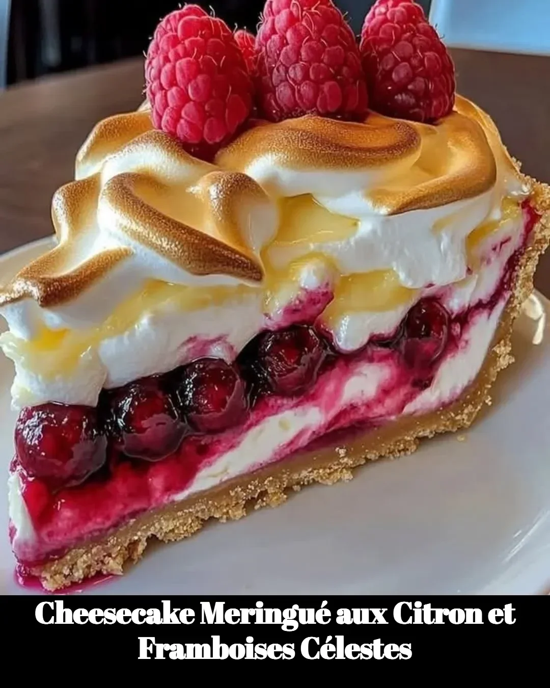 Cheesecake Meringué aux Citron et Framboises Célestes prêt à déguster