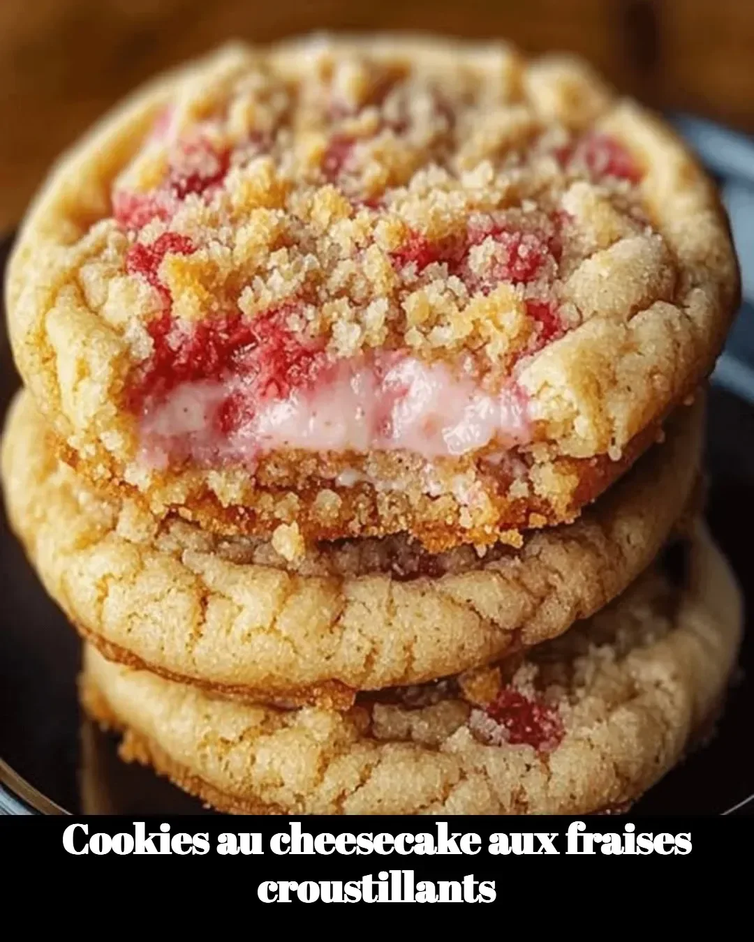 Cookies cheesecake aux fraises croustillants, délicieuses pâtisseries sucrées.