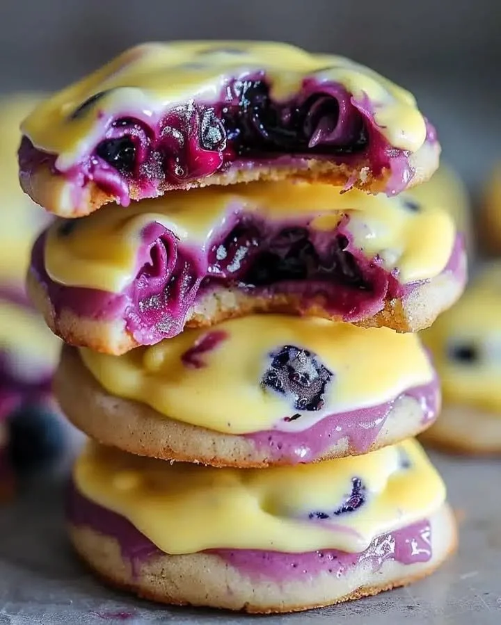 Cookies au Ciel de Myrtilles et Citron, délicieux biscuits maison avec des fruits