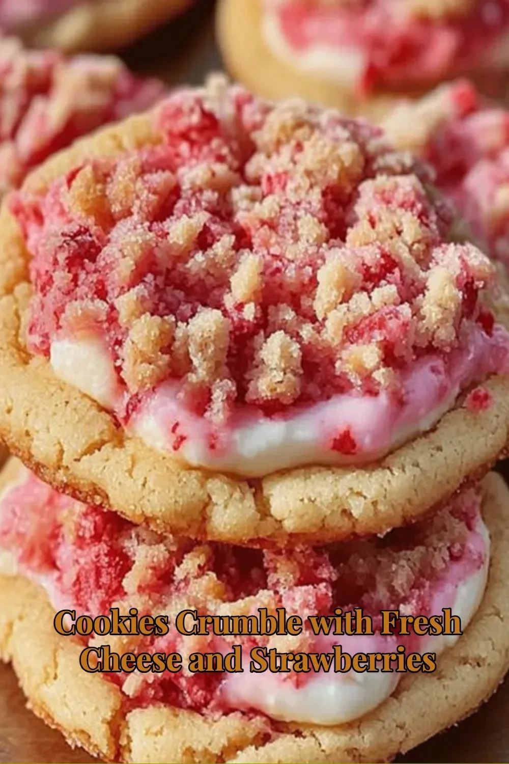 Cookies crumble avec du fromage frais et des fraises sur une assiette