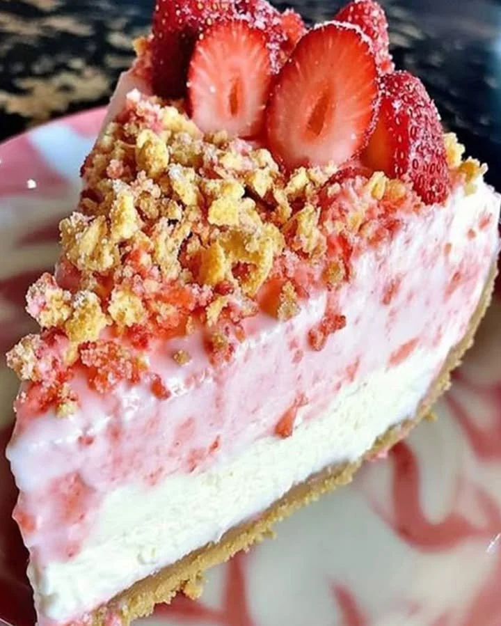 Crispy Cheesecake avec des fraises fraîches sur le dessus