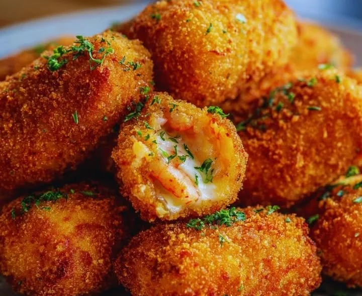 Croquettes de crevettes croustillantes à la belge servies avec une sauce