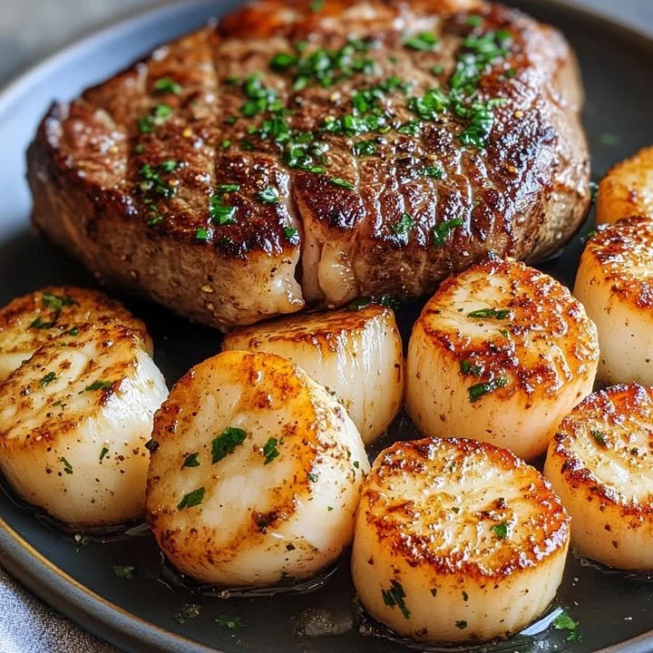 Délice de fruits de mer et de viande savoureux dans une assiette élégante