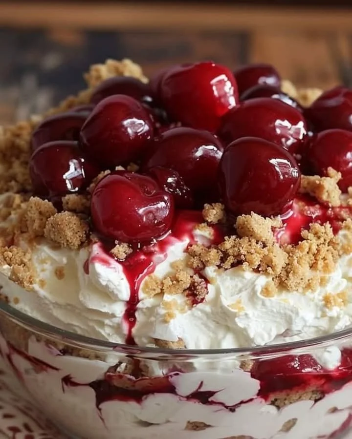 Recette de Cheese Fluff crémeux avec cerises fraîches