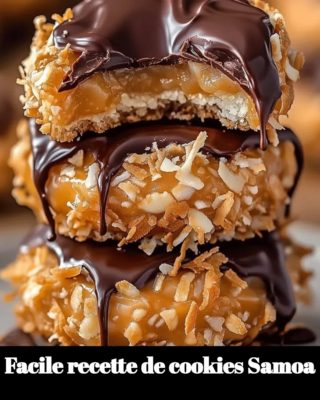 Recette facile de cookies Samoa garnis de chocolat et noix de coco