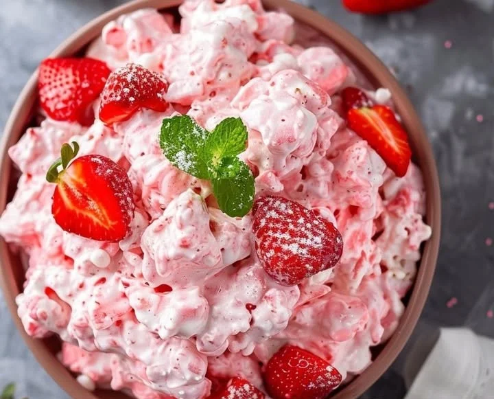 Délicieuse mousse aux fraises en salade servie dans un bol élégant