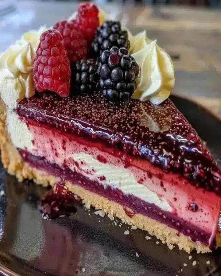 Tarte au fromage à la crème aux baies, dessert sans cuisson délicieux.