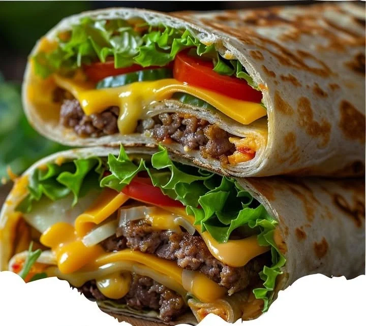 Wraps Big Mac avec tous les ingrédients emblématiques d'un Big Mac.