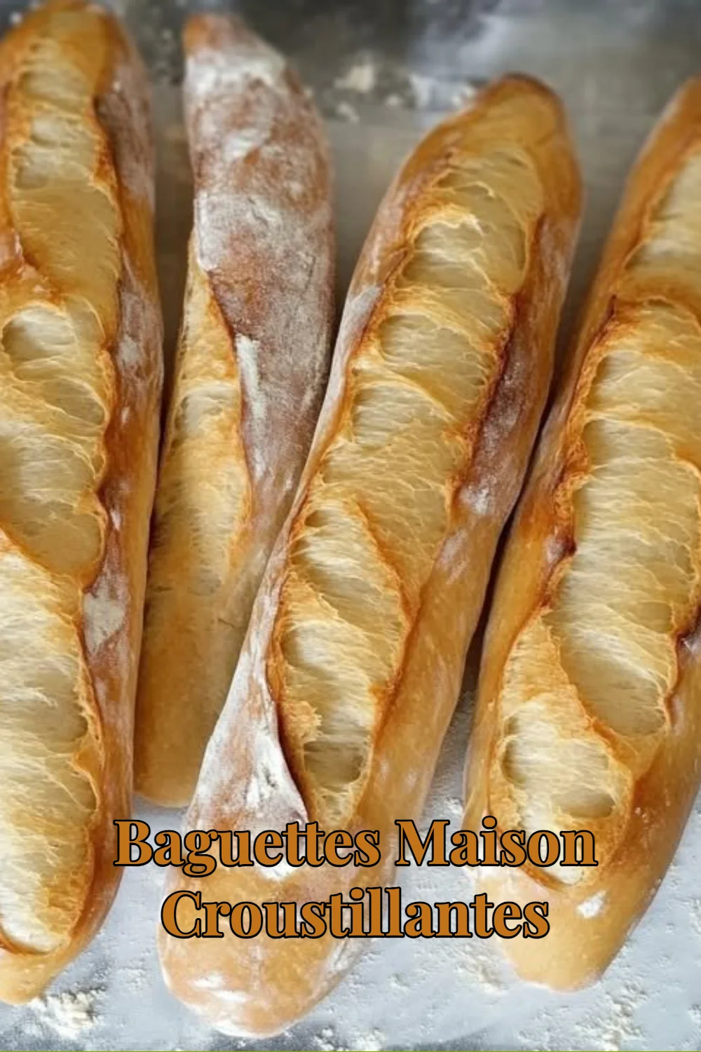 Baguettes maison croustillantes sortant du four, dorées et appétissantes.