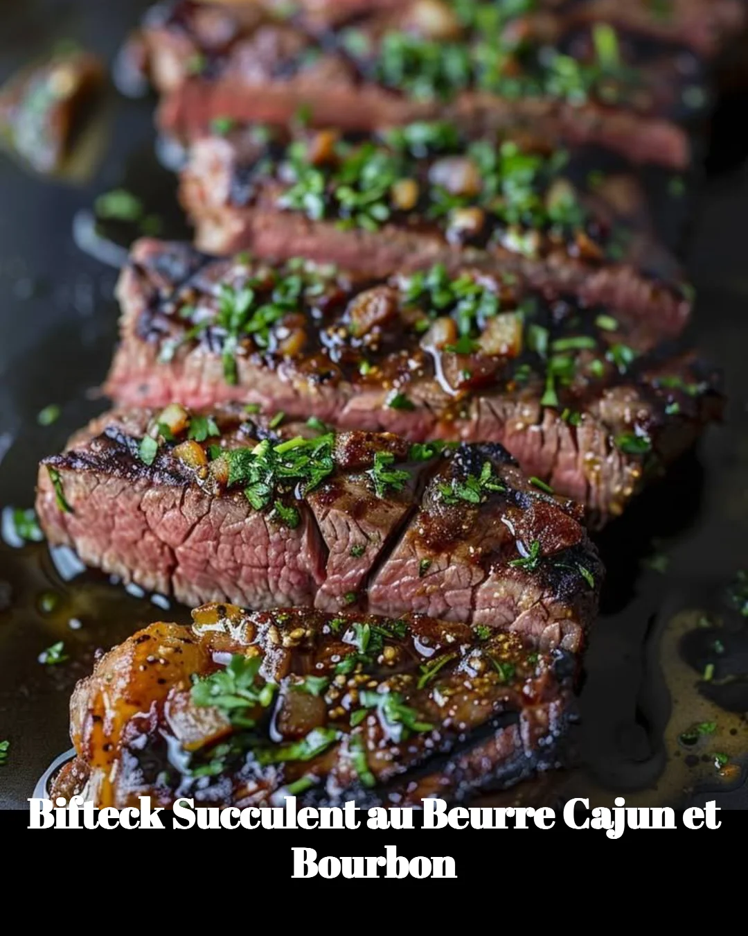 Bifteck succulente au beurre cajun et bourbon, plat savoureux.