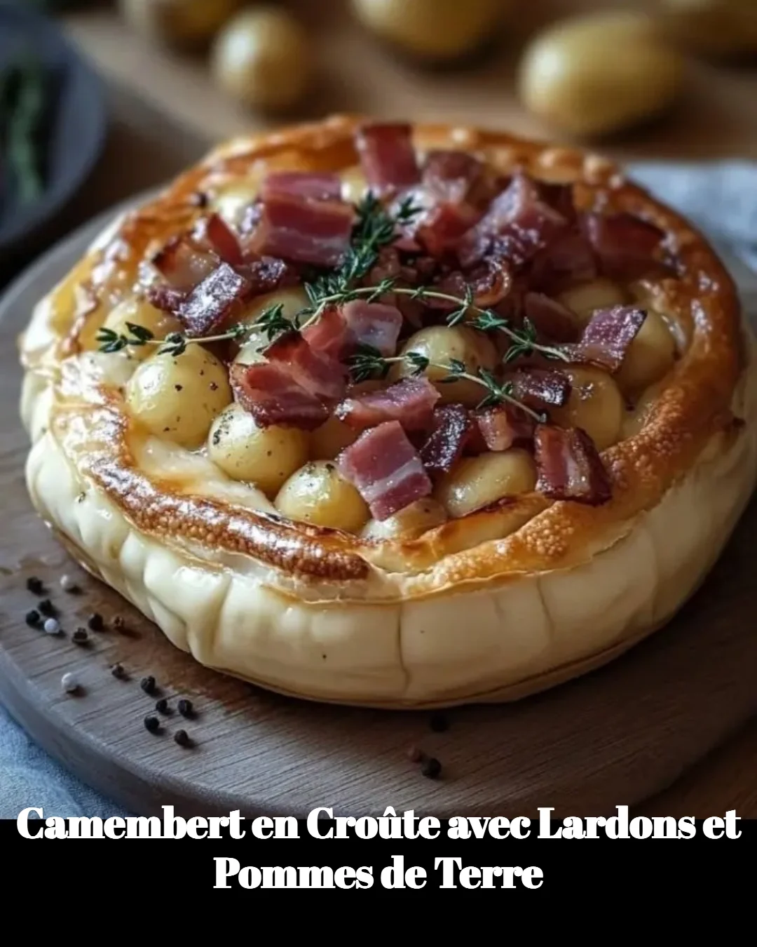 Camembert en Croûte avec Lardons et Pommes de Terre, plat gourmand