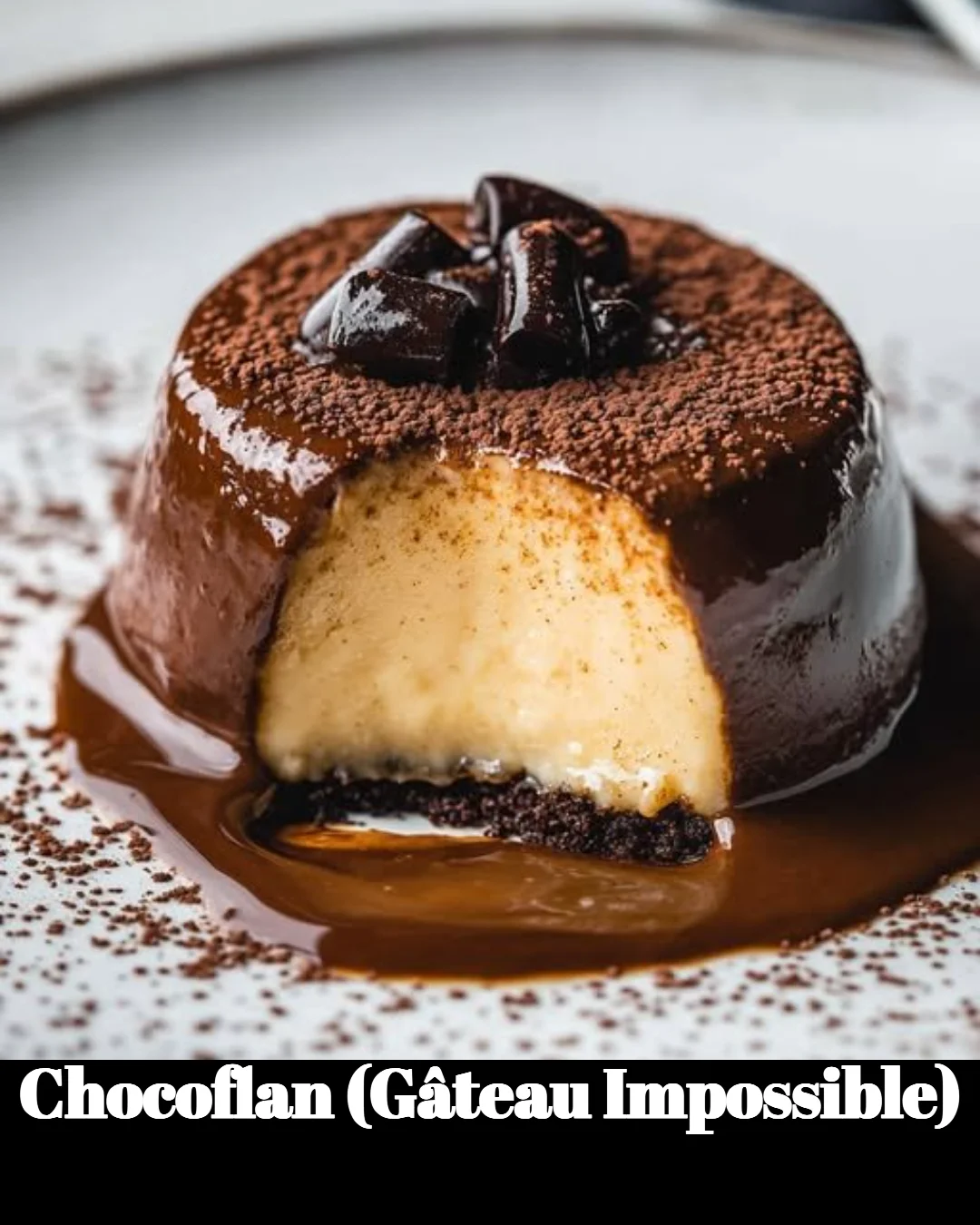 Chocoflan, gâteau impossible au chocolat et flan crémeux, dessert irrésistible