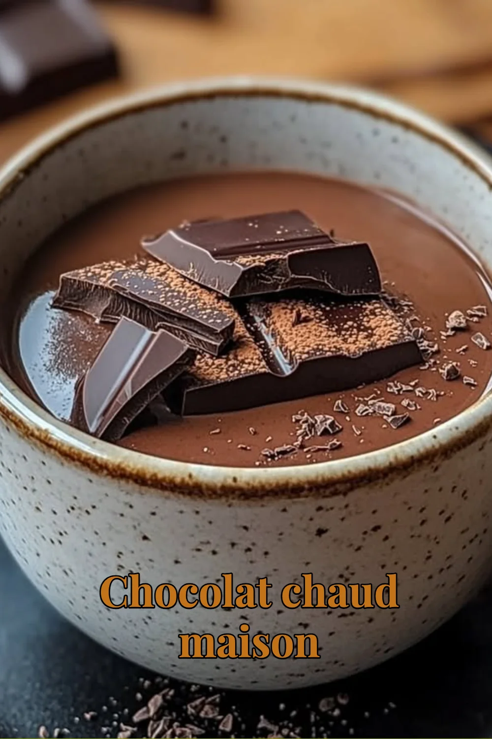 Recette de chocolat chaud maison, boisson chaude réconfortante et savoureuse.