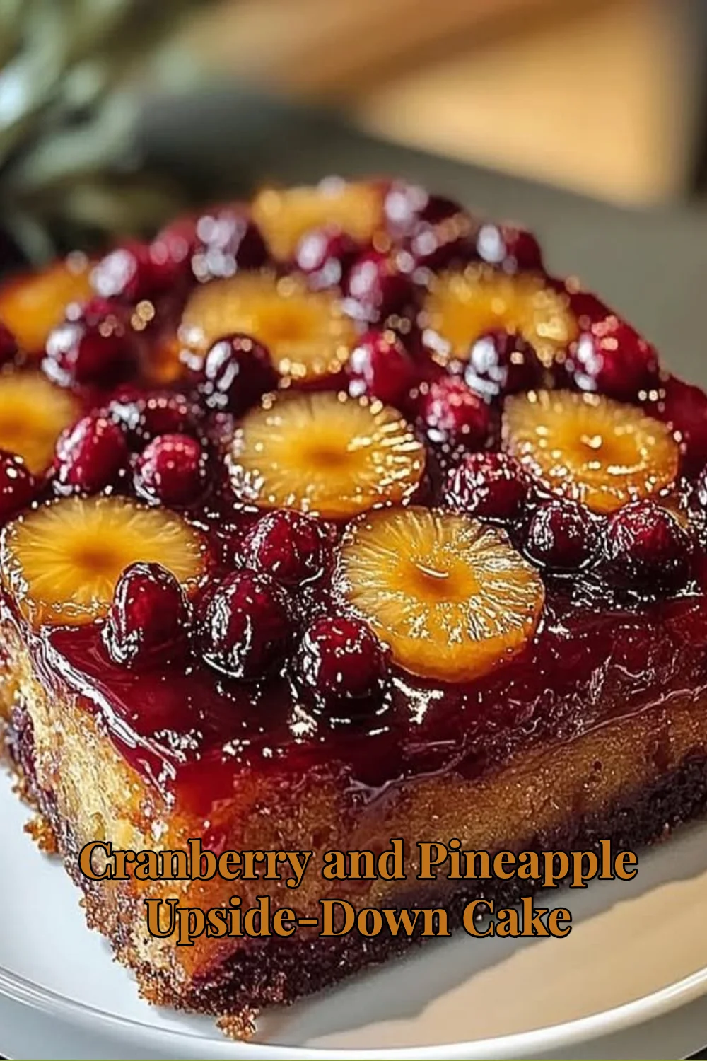 Gâteau renversé à l'ananas et aux canneberges, une délicieuse recette sucrée.