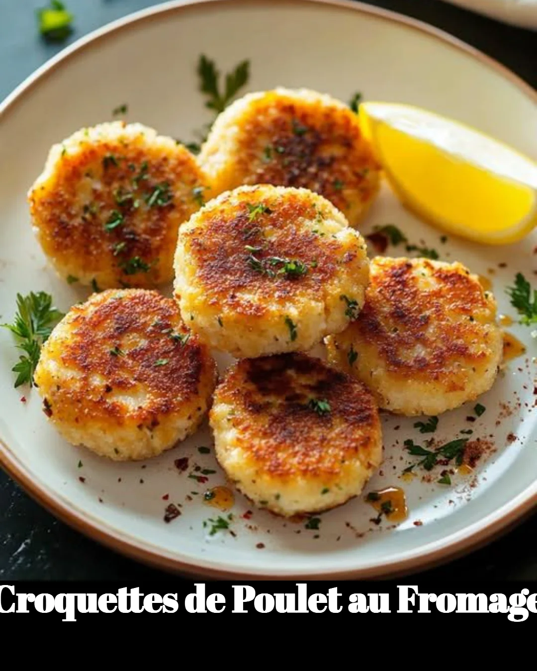 Croquettes de poulet au fromage croustillantes et délicieuses prêtes à déguster.