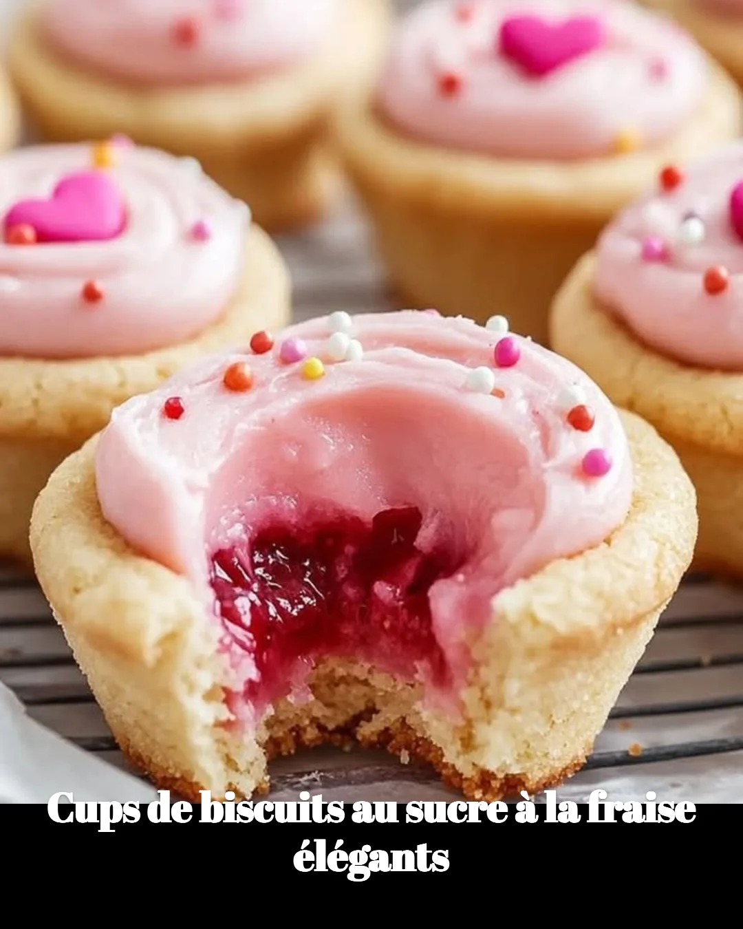 Cups de biscuits au sucre à la fraise élégants et appétissants