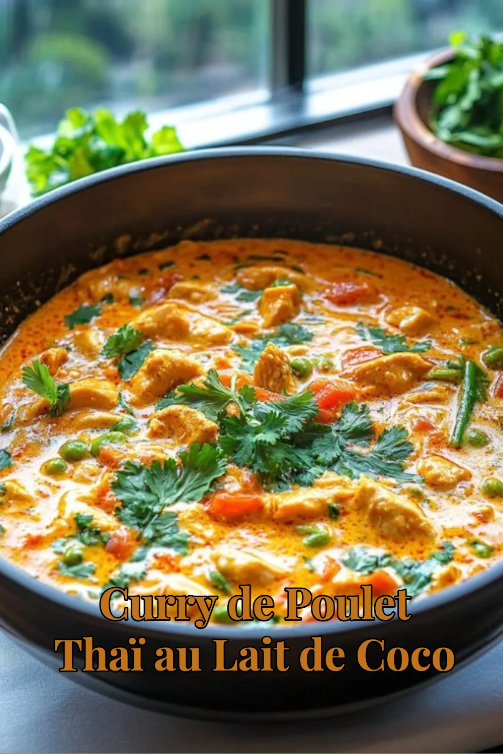 Curry de Poulet Thaï au Lait de Coco savoureux et coloré dans un plat