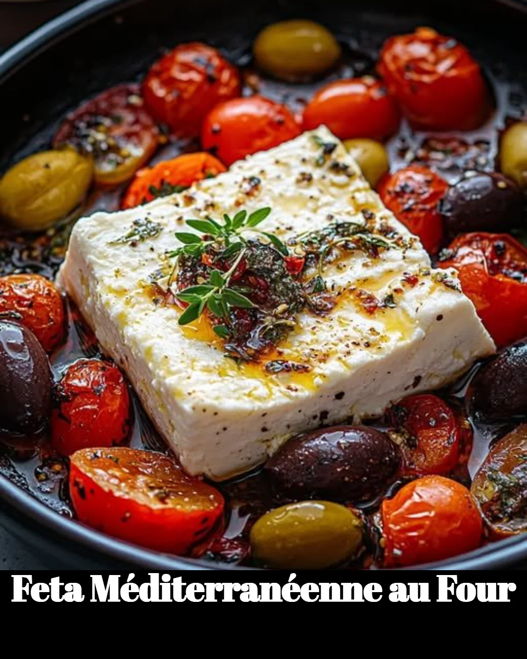 Feta méditerranéenne au four avec olives et herbes fraîches