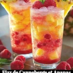 Cocktail Fizz de Canneberge et Ananas dans un verre avec des fruits frais