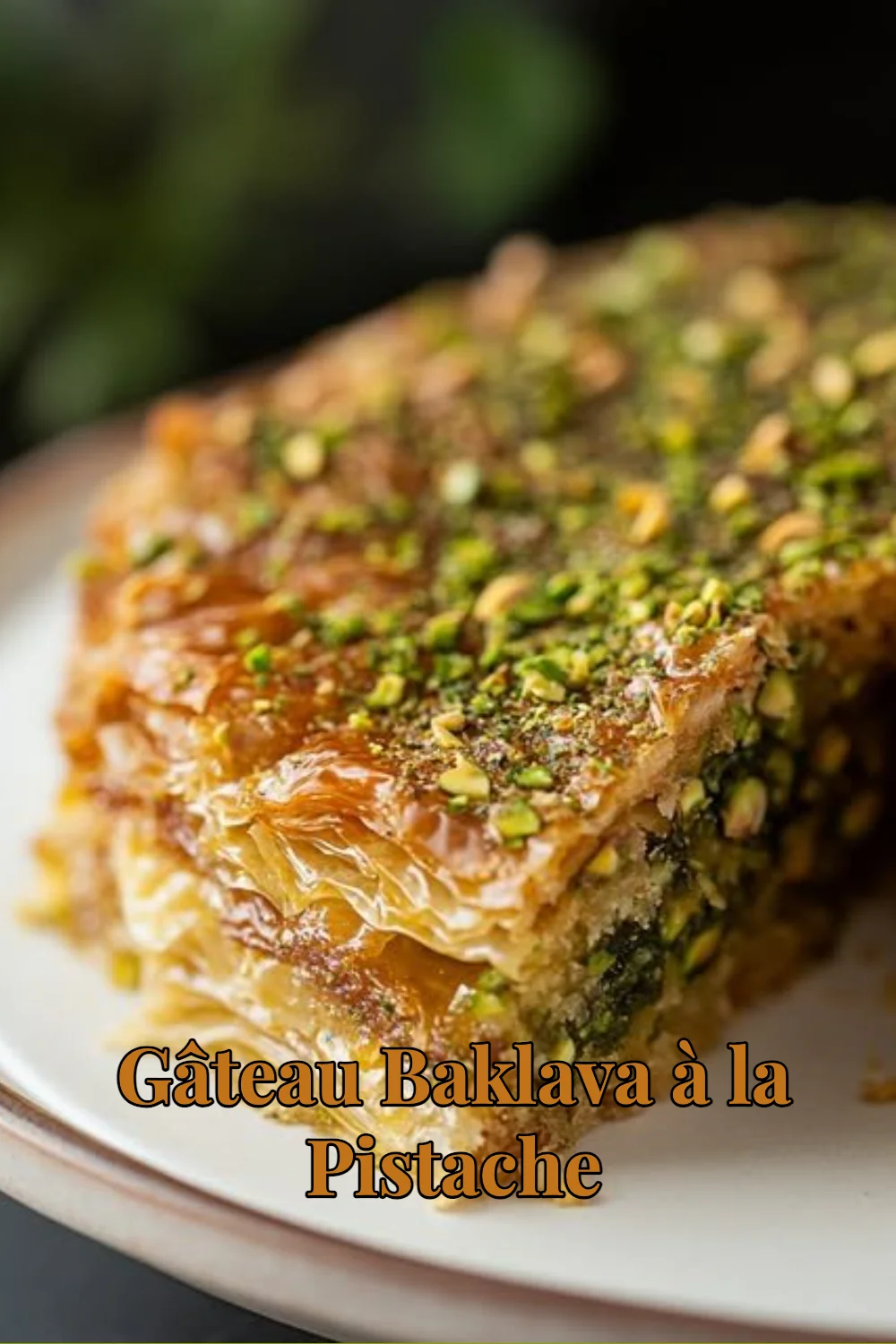 Gâteau Baklava à la Pistache, dessert traditionnel savoureux et croustillant.