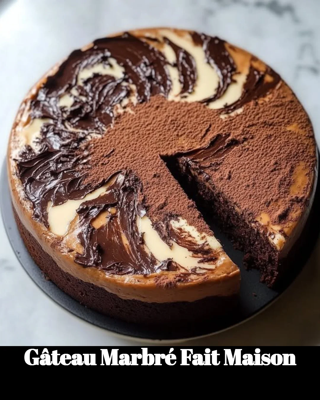 Gâteau Marbré Fait Maison avec des couches de chocolat et vanille