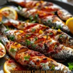 Maquereau cuit au four avec harissa et citrons confits sur une assiette