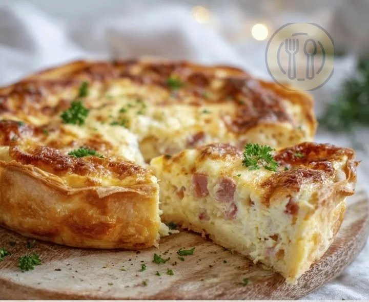 Quiche au fromage et au jambon sans pâte, légère et gourmande, prête à déguster.