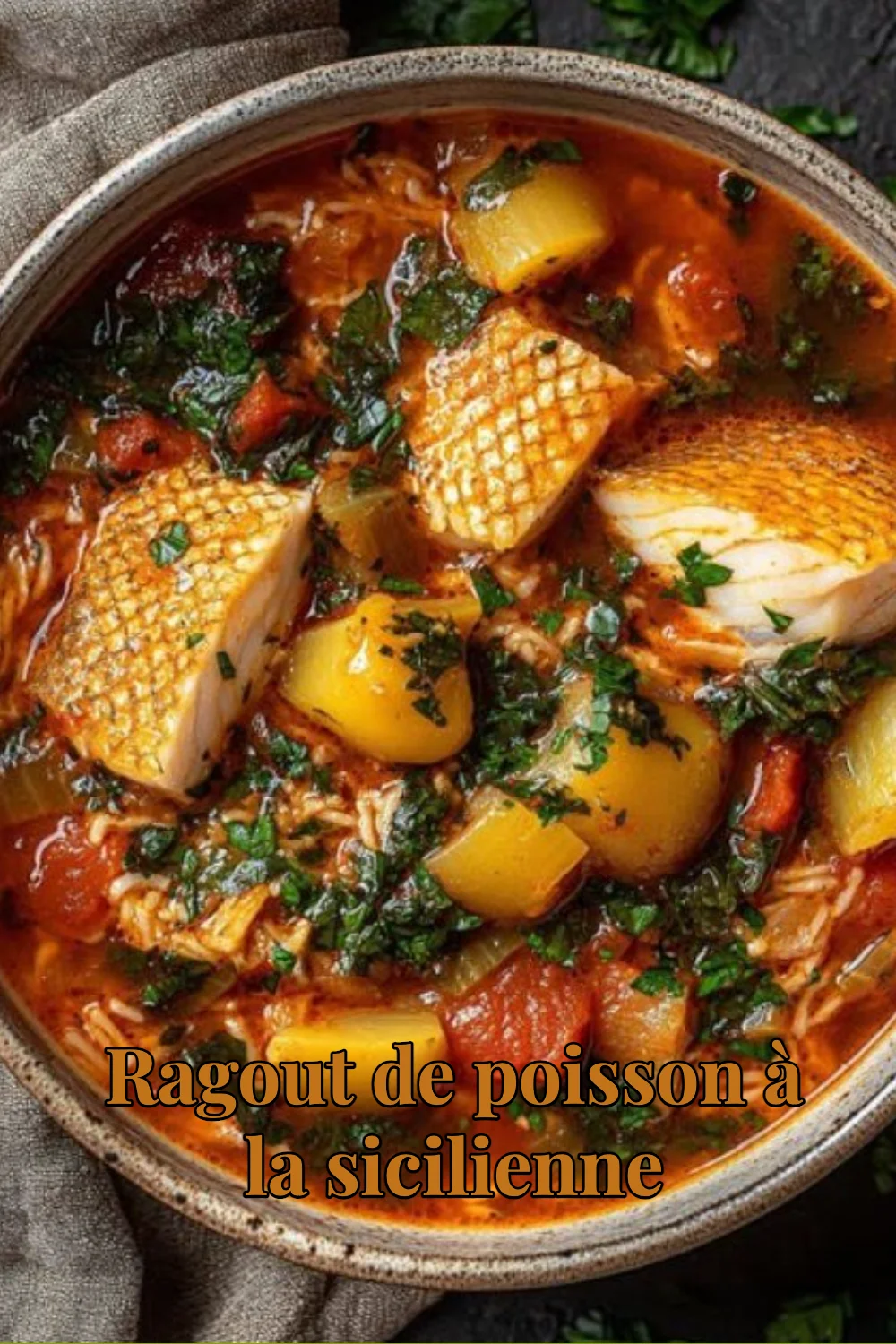 Recette de ragout de poisson à la sicilienne avec des ingrédients frais