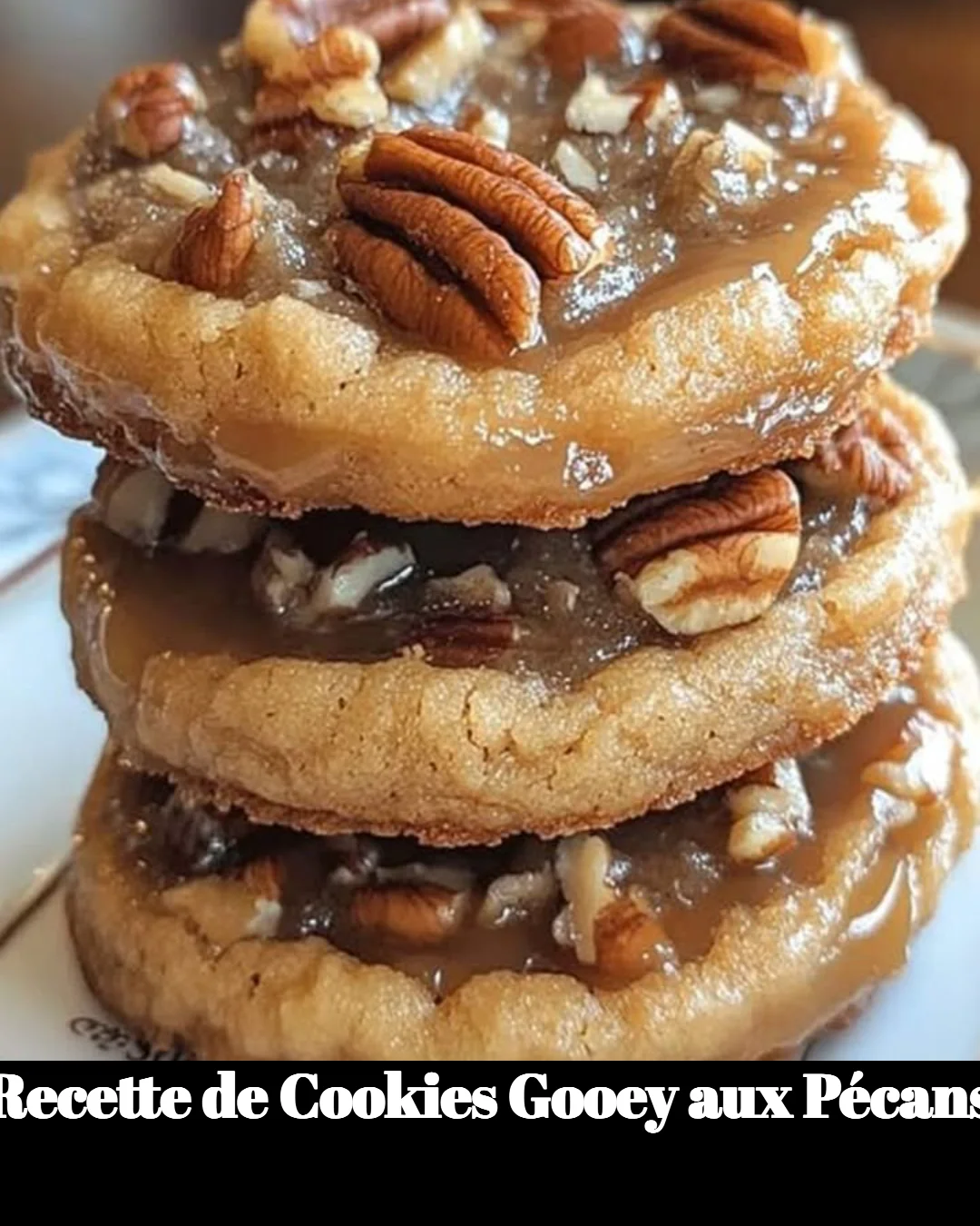 Des cookies gooey aux pécans sortant du four, prêts à être dégustés.