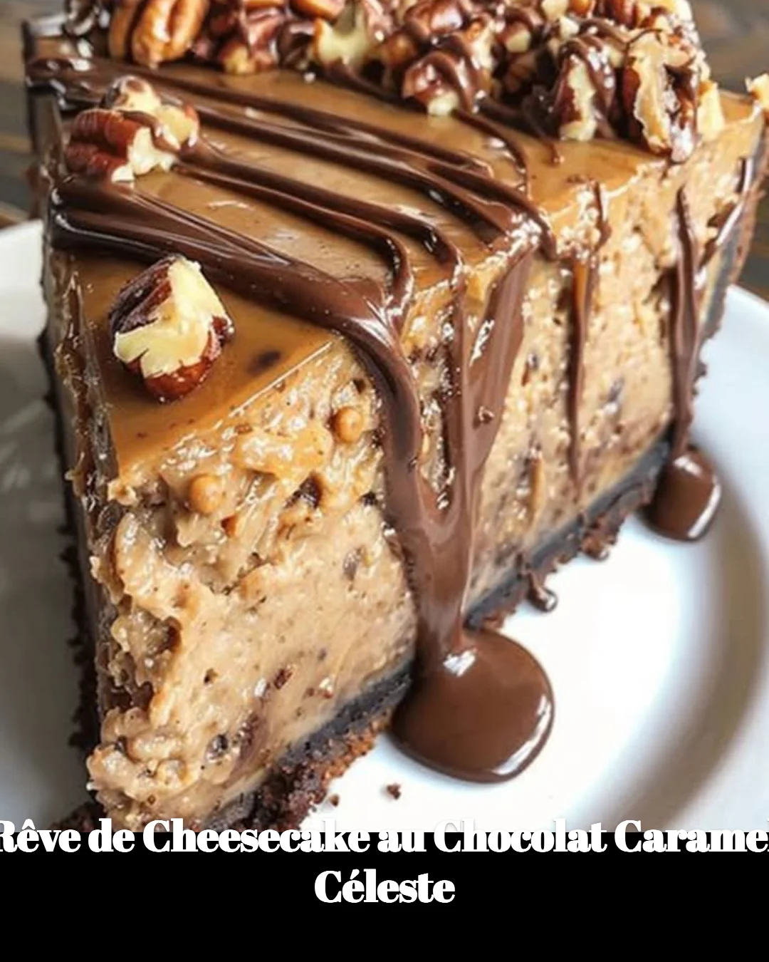 Rêve de cheesecake au chocolat caramel, dessert décadent et savoureux.