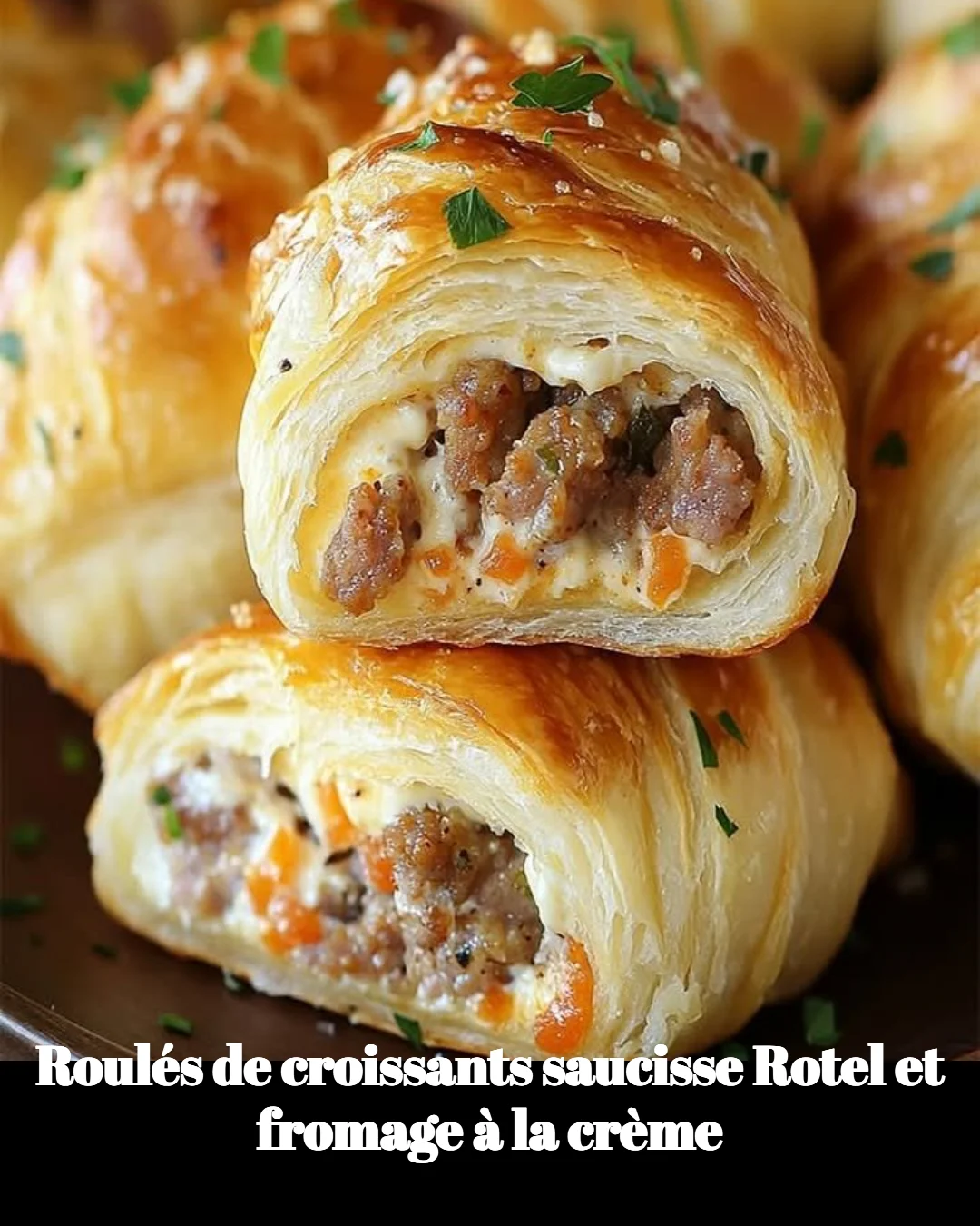 Roulés de croissants garnis de saucisse Rotel et fromage à la crème