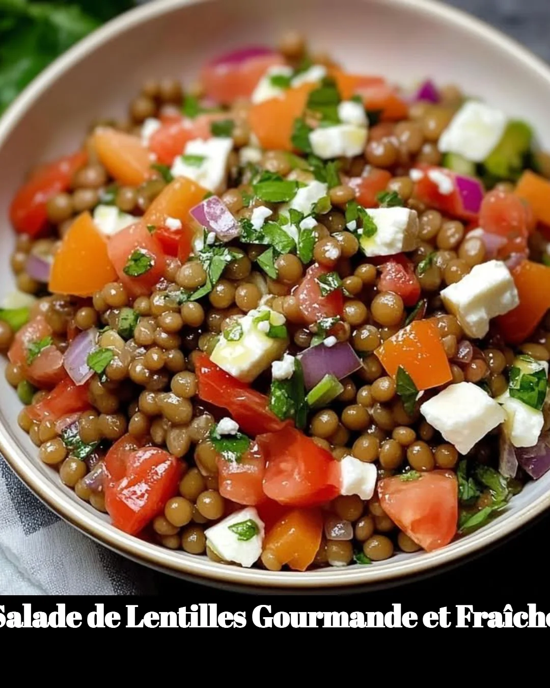Salade de lentilles gourmande et fraîche, pleine de saveurs et de couleurs.