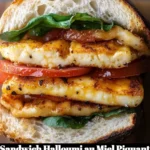 Sandwich Halloumi au Miel Piquant avec légumes frais et sauce délicieuse
