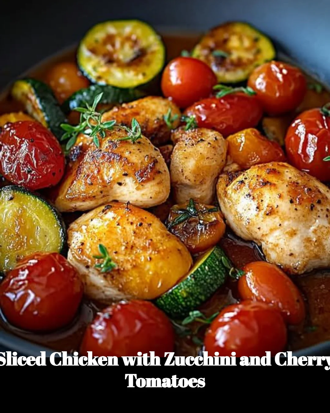 Poulet tranché avec courgettes et tomates cerises, plat sain et savoureux