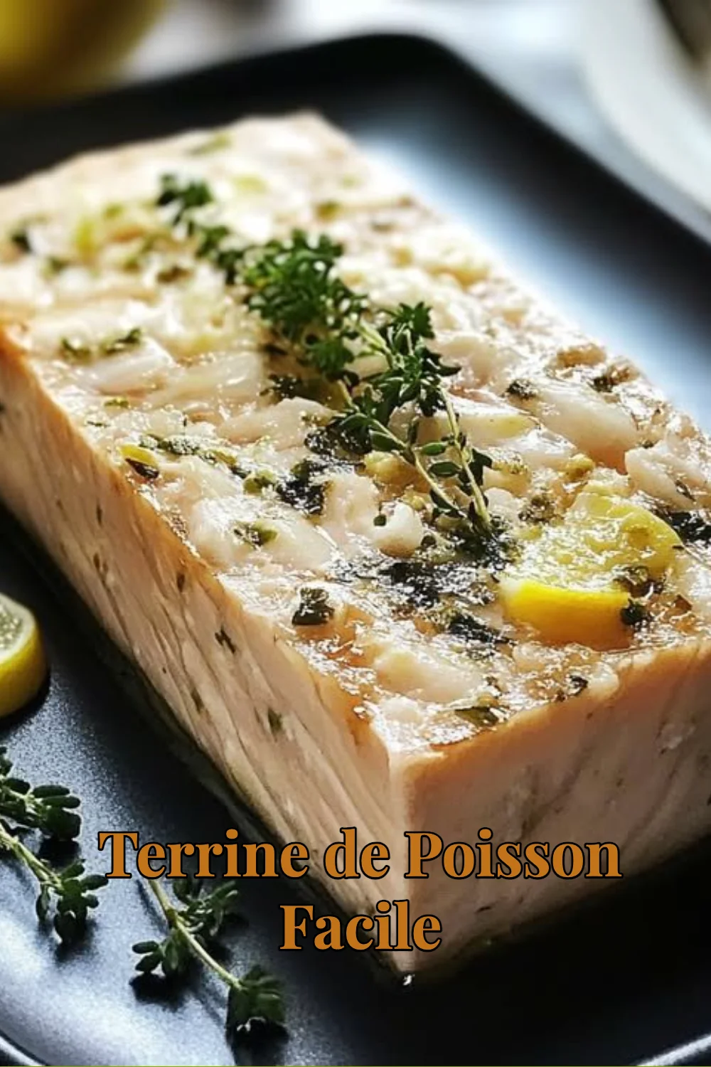 Terrine de Poisson Facile présentée sur une assiette avec garniture.
