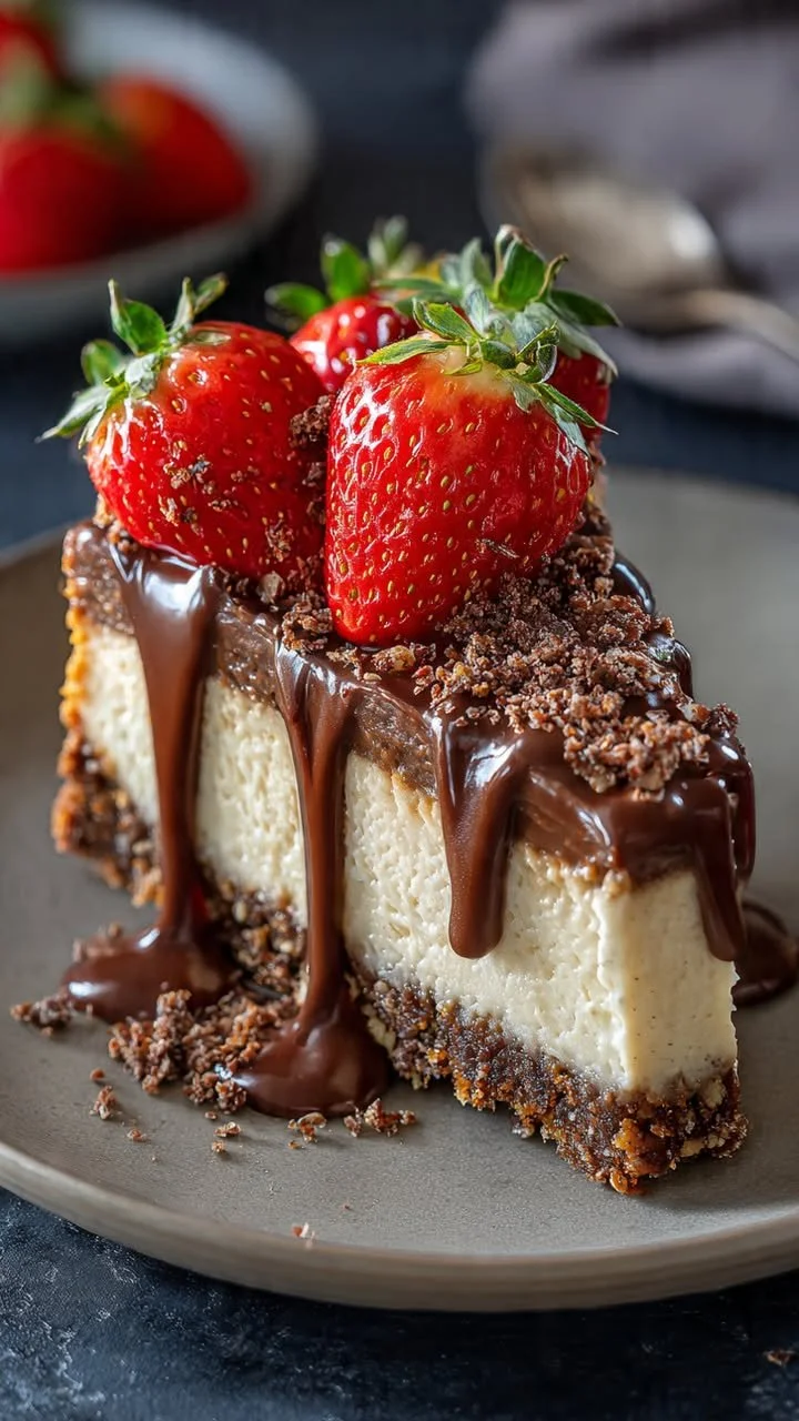Cheesecake aux fraises et chocolat, dessert crémeux et gourmand