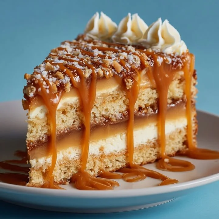 Gâteau caramel moelleux et irrésistible, parfait pour les amateurs de douceurs sucrées.
