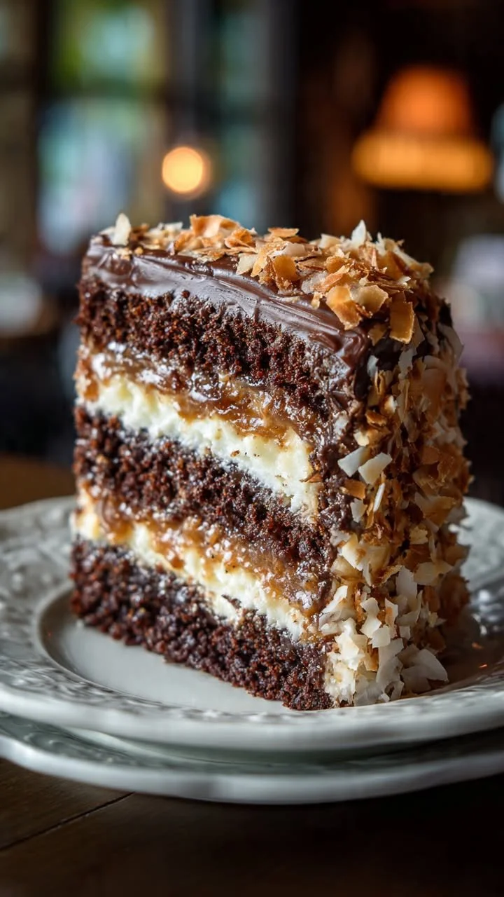 Gâteau au chocolat allemand moelleux et savoureux, décoré de chocolat fondu