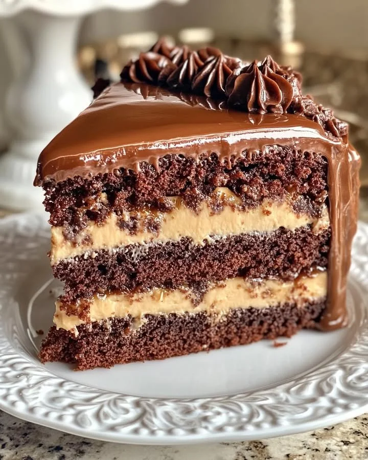 Gâteau au chocolat riche avec un coulis de caramel délicieux.