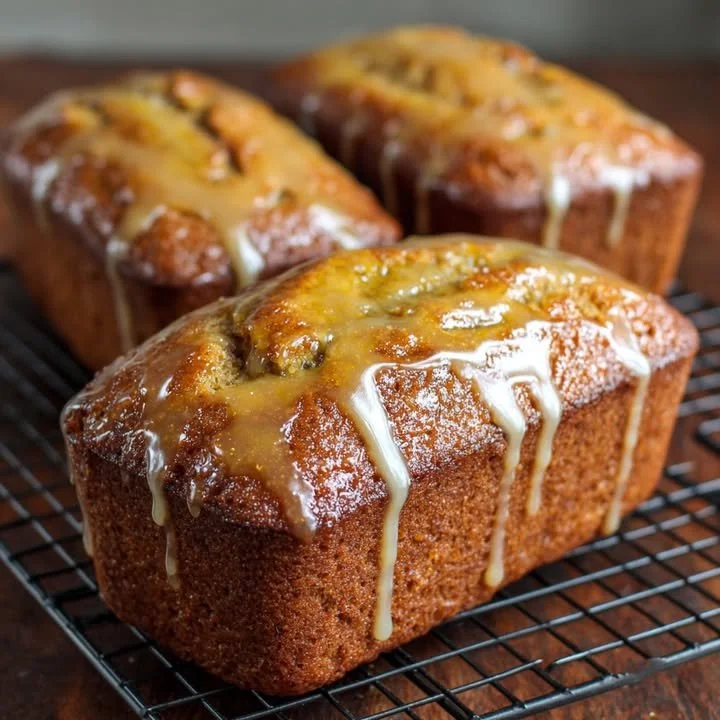 Mini Pain aux Bananes au Caramel avec Glaçage au Lait Condensé